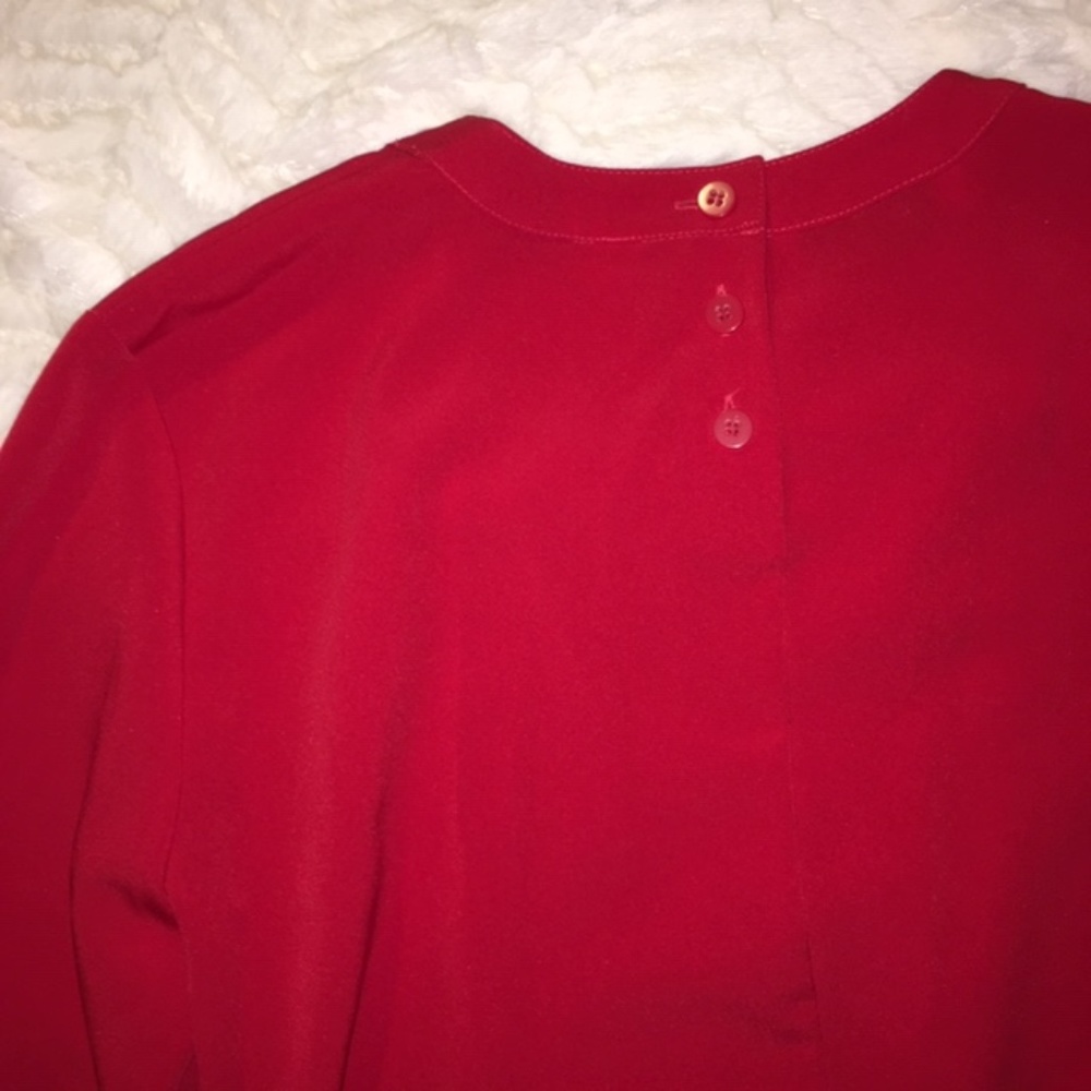 *donated* Vintage Red Pleated Blouse - Picture 3 of 5
